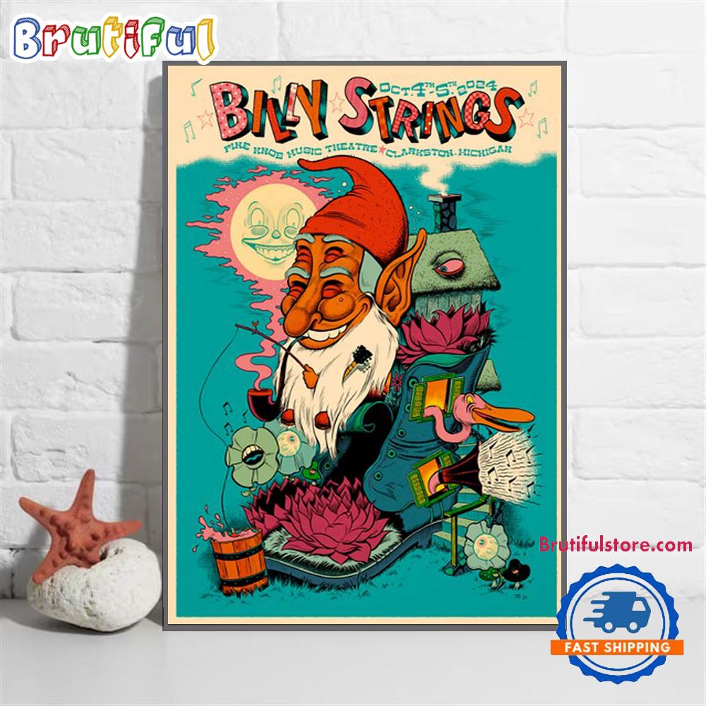 Billy Strings Oct 4-5 2024 At Pine Knob Music Theatre, Clarkston, MI Concert Poster Canvas Art