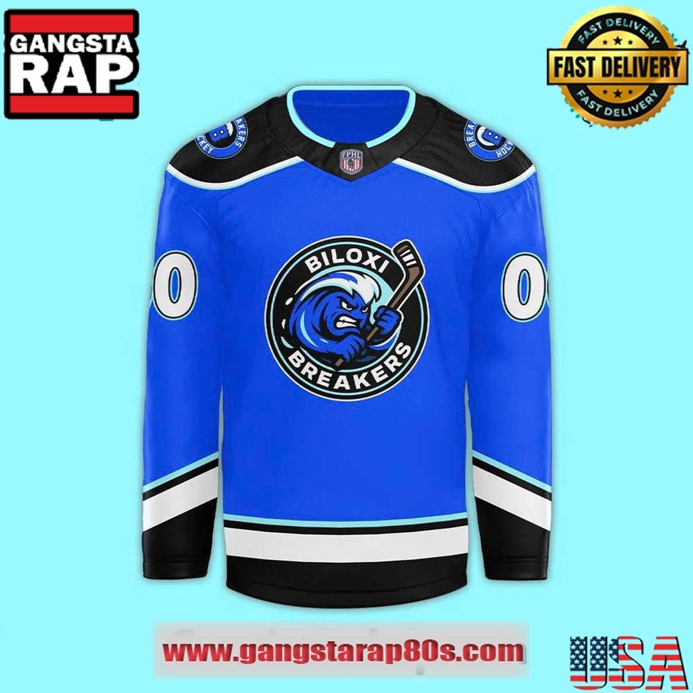 Biloxi Breakers Limited Edition 2025 Blue Custom Hockey Jersey