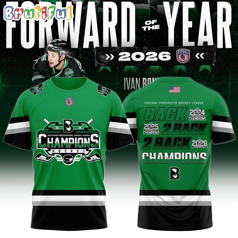 Binghamton Black Bears 2026 FPHL Champions Three-Peat Design Hoodie T-Shirt