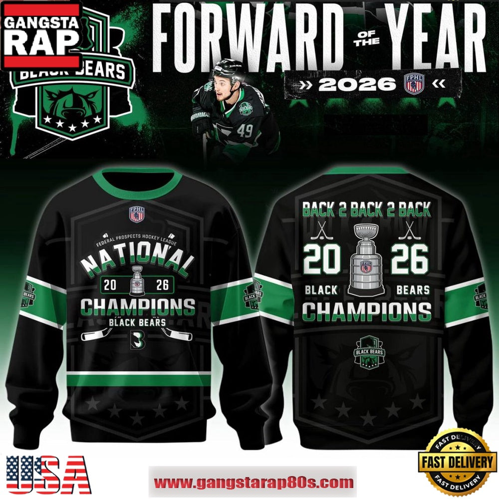 Binghamton Black Bears Champions 2026 Back-2-Back-2-Back Sweatshirt