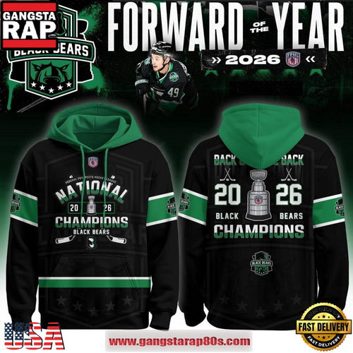 Binghamton Black Bears Champions 2026 Back-2-Back-2-Back Unisex Hoodie