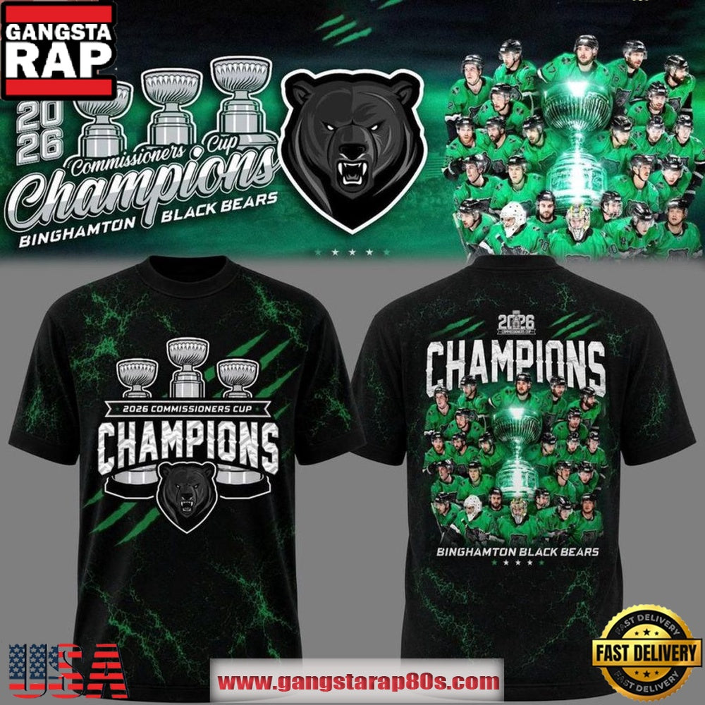 Binghamton Black Bears Commissionners Cup 2026 Champions Locker Room Trophy Unisex 3D Shirt