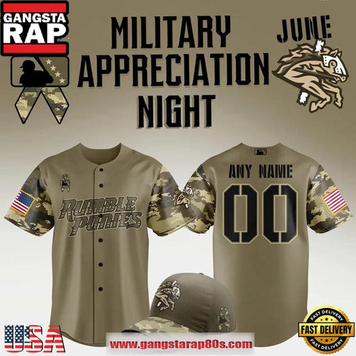 Binghamton Rumble Ponies Military Appreciation Night Limited Edition Custom Baseball Jersey Shirt
