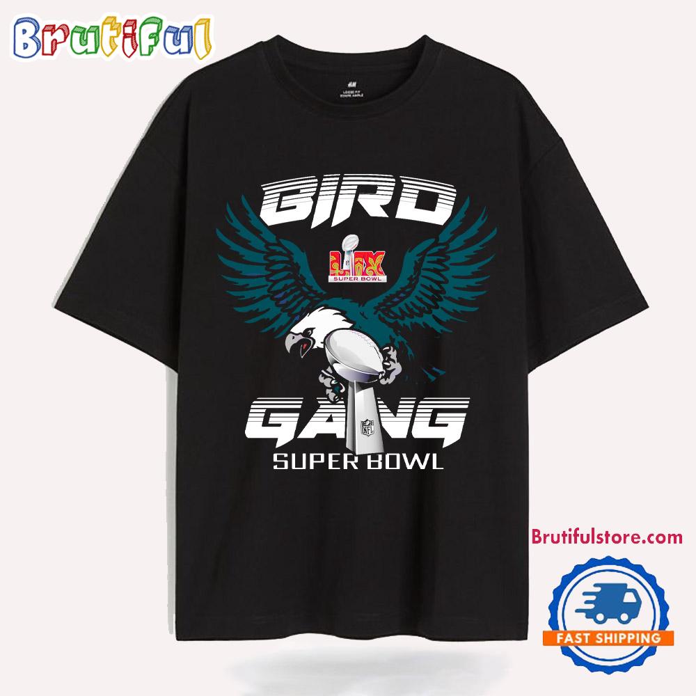 Bird Gang Eagle Mascot Holding The Trophy Super Bowl Lix T Shirt