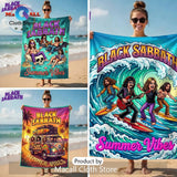 Black Sabbath Summer Vibes Surfing Cartoon Band Premium Beach Towel