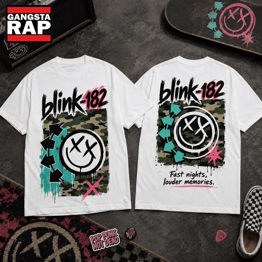 Blink 182 Camo Fast Nights Pop Punk 3D Shirt