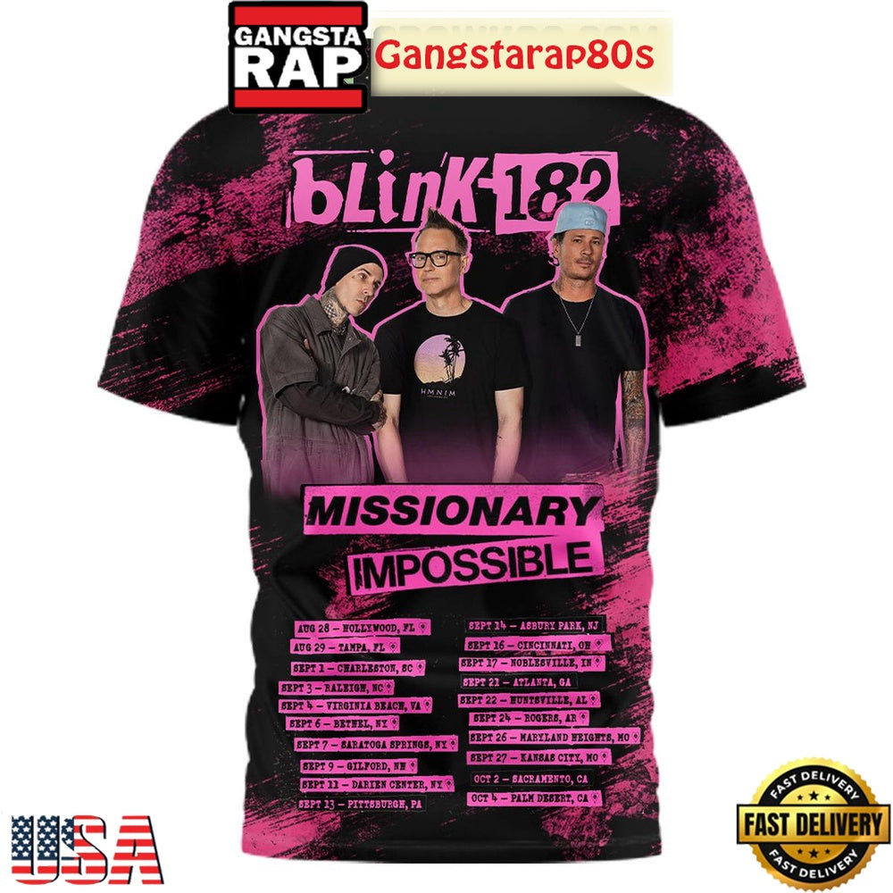 Blink 182 Missionary Impossible 2025 Tour T Shirt