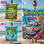 Blink-182 Summer Vibes Vibrant Psychedelic Band Art Beach Towel