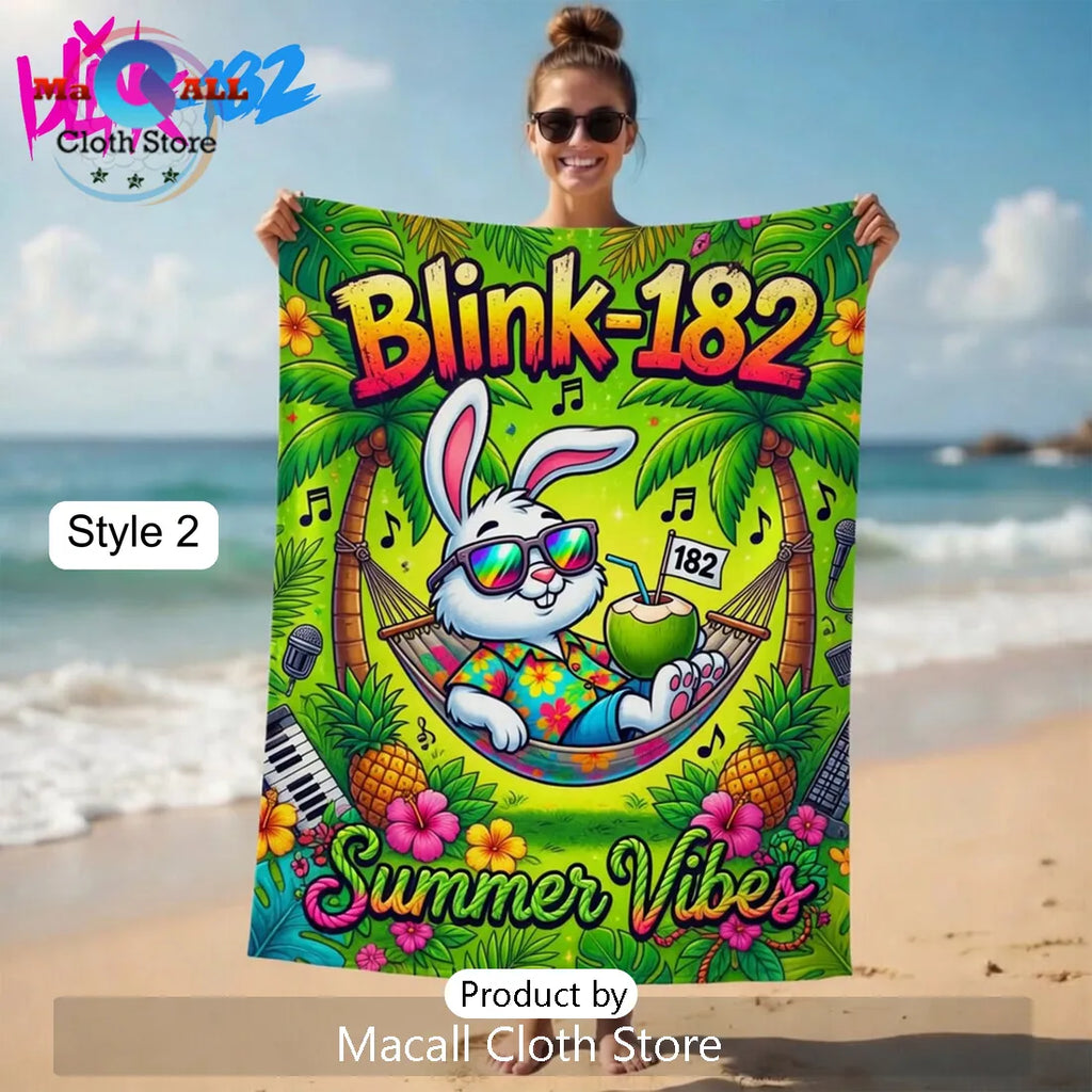 Blink-182 Summer Vibes Vibrant Psychedelic Band Art Beach Towel