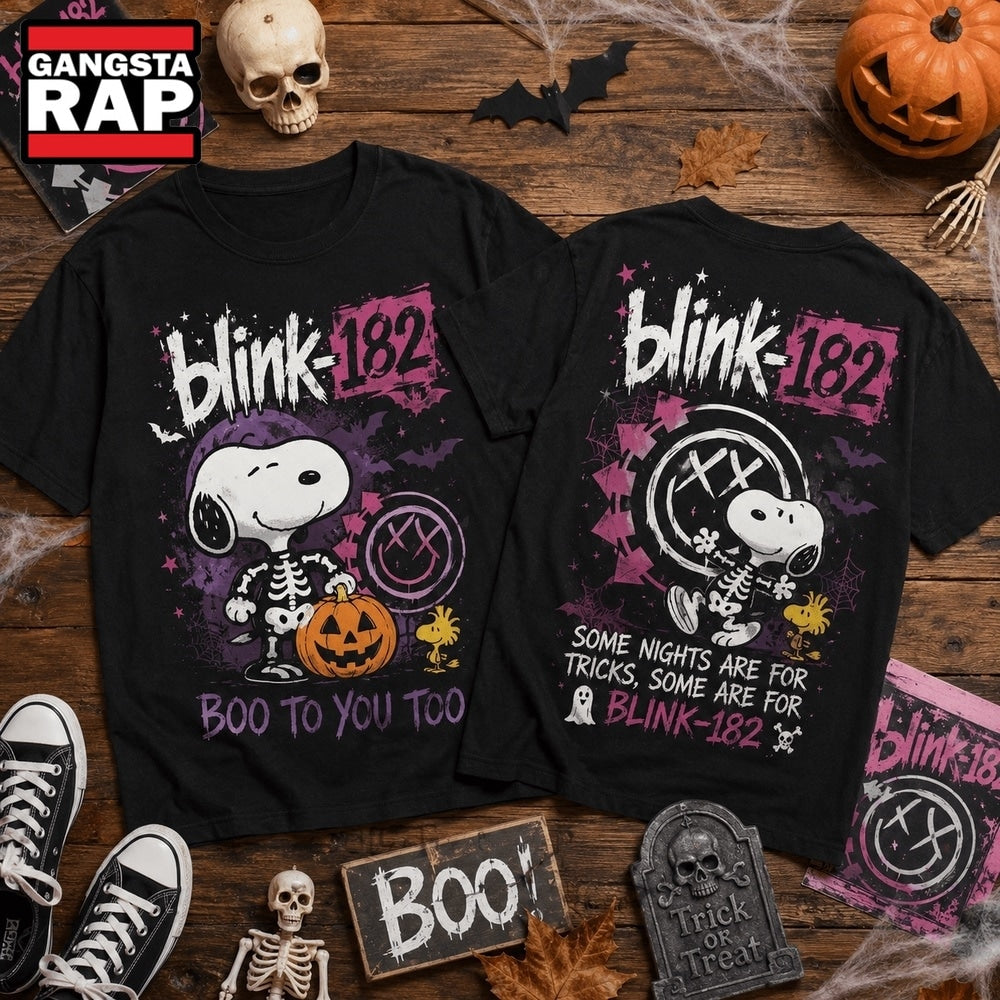 Blink 182 x Snoopy Skeleton Halloween Punk Edition 3D Shirt , Music Trending 3D Shirt