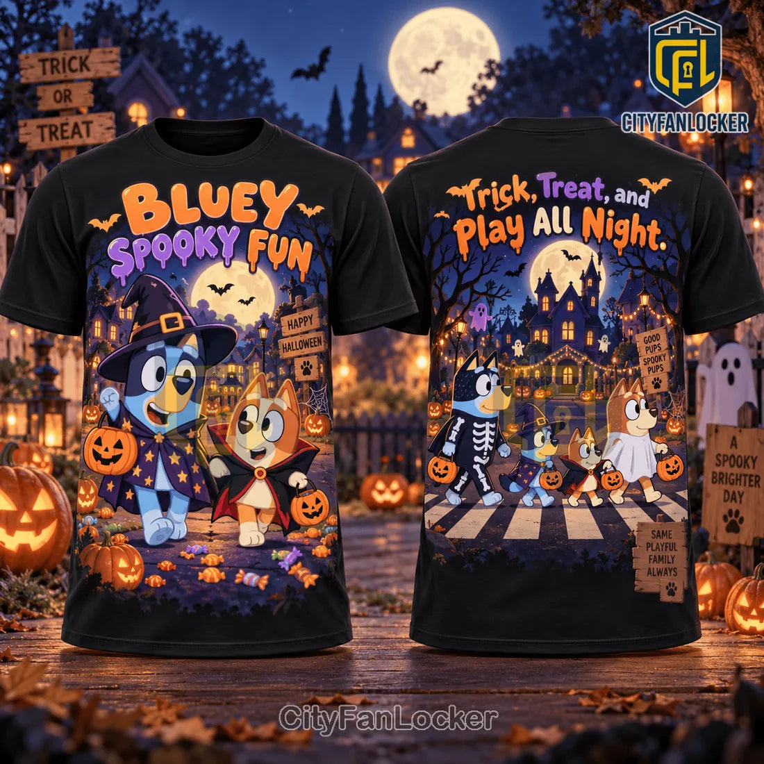 Bluey and Bingo Spooky Fun Halloween Shirt
