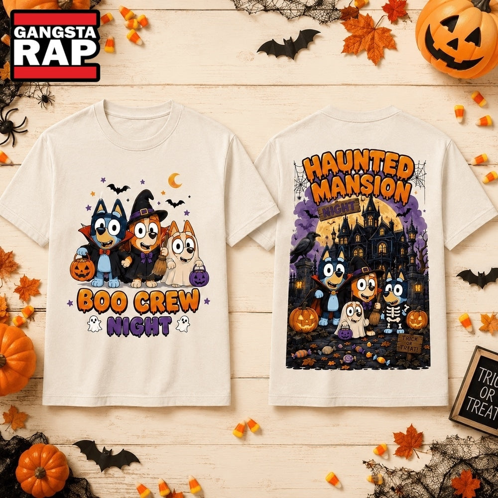 Bluey Family Halloween Boo Crew Night 3D Shirt , Music Trending 3D Shirt