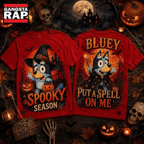 Bluey Halloween Witch Hat Pumpkin Spooky Season 3D Shirt , Music Trending 3D Shirt