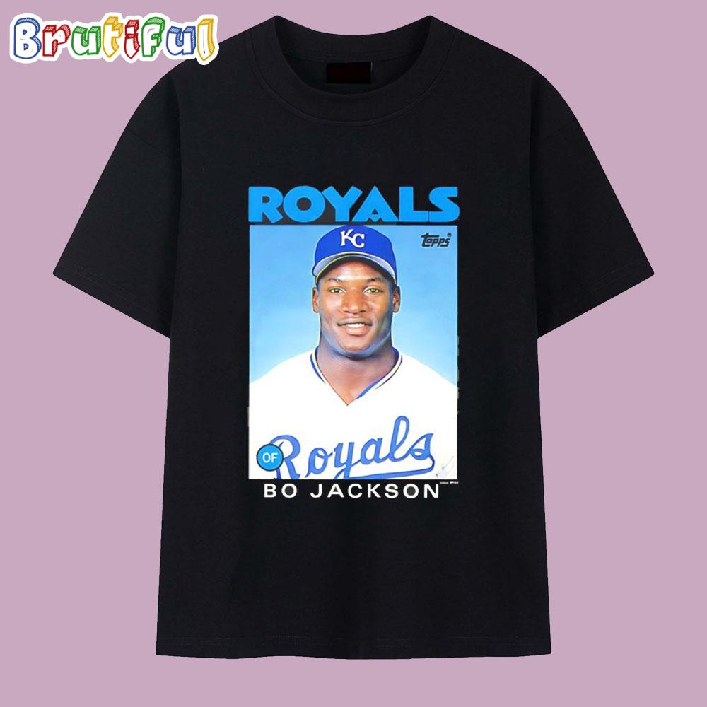 Bo Jackson Kansas City Royals 1986 Baseball Card T Shirt