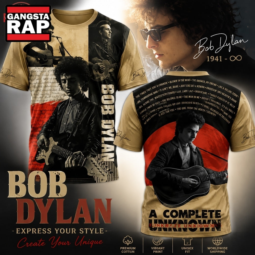 Bob Dylan A Complete Unknown Unisex 3D T Shirt , Music Trending 3D Shirt