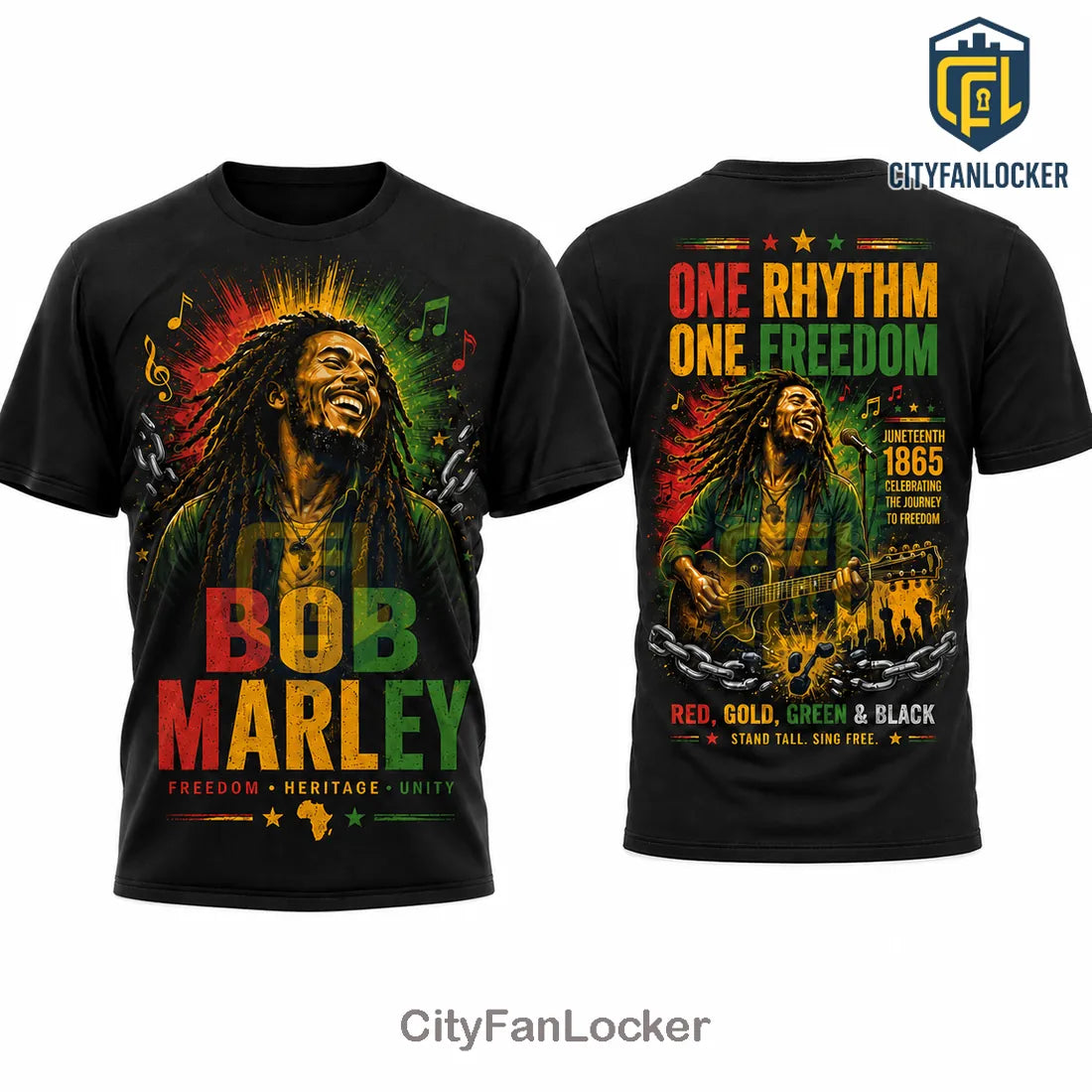 Bob Marley Reggae Tribute Juneteenth Freedom Heritage T-Shirt