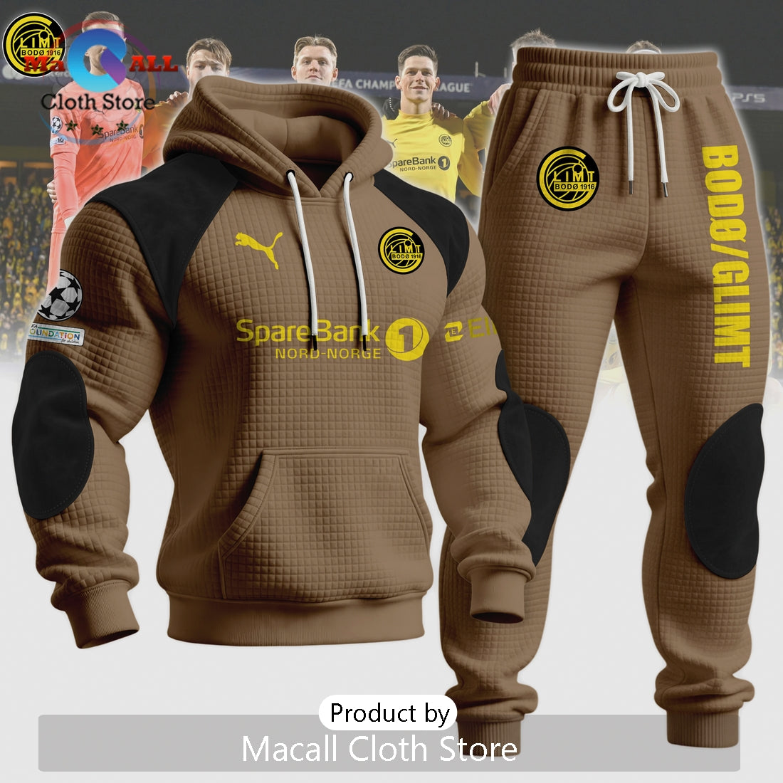 Bodo Glimt Football Club Quilted Design Pullover Hoodie Set