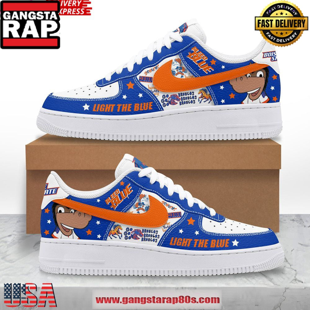 Boise State Broncos Light The Blue Limited Edition Air Force 1 Running Sneakers Shoes
