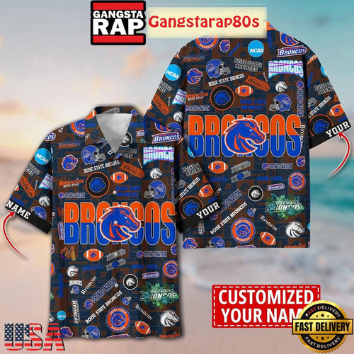 Boise State Broncos Solgan Bronco Nation True Fan Spirit Custom Name Aloha Hawaiian Shirt