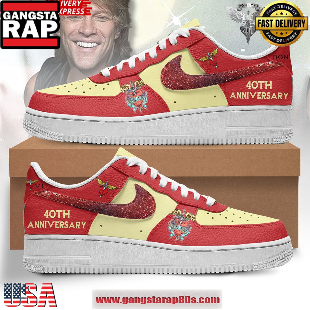 Bon Jovi 40th Anniversary Special Edition Air Force 1 Running Sneakers Shoes