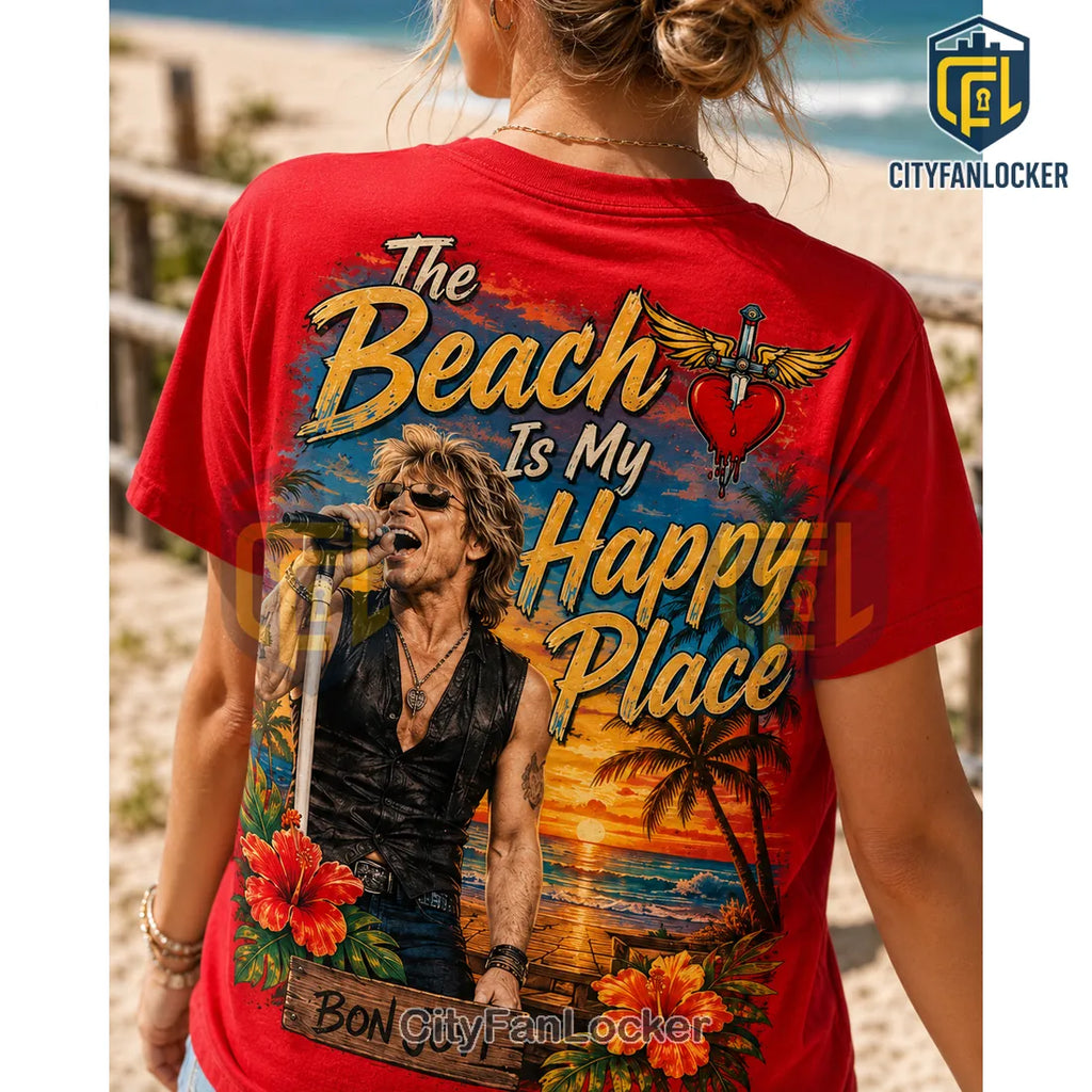 Bon Jovi Premium Beach Illustrated T-Shirt 2026