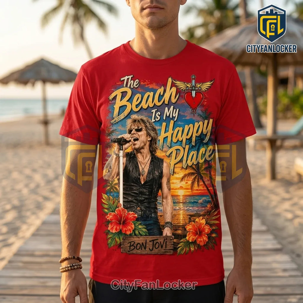 Bon Jovi Premium Beach Illustrated T-Shirt 2026