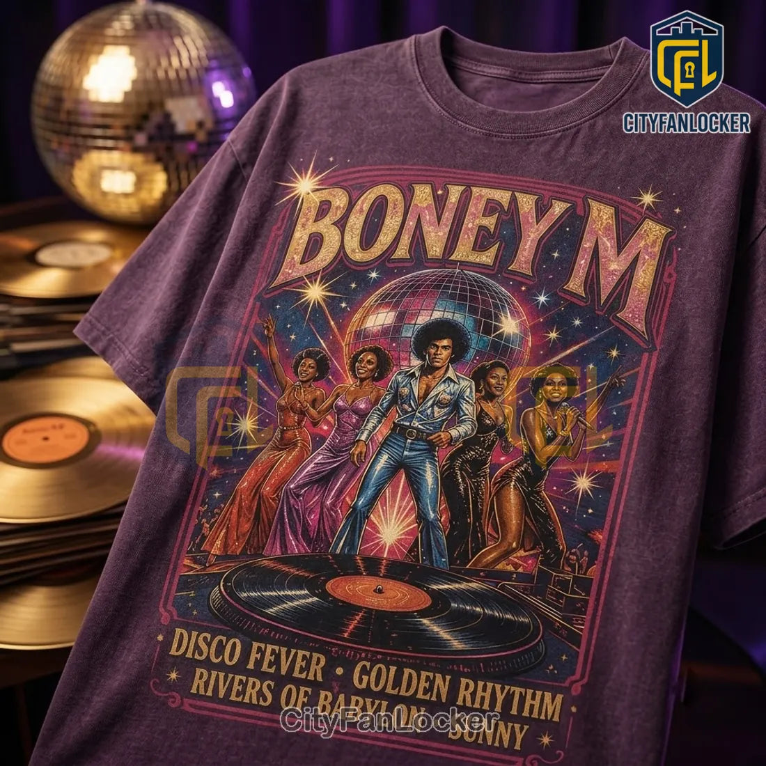 Boney M Vintage Disco Purple T-Shirt