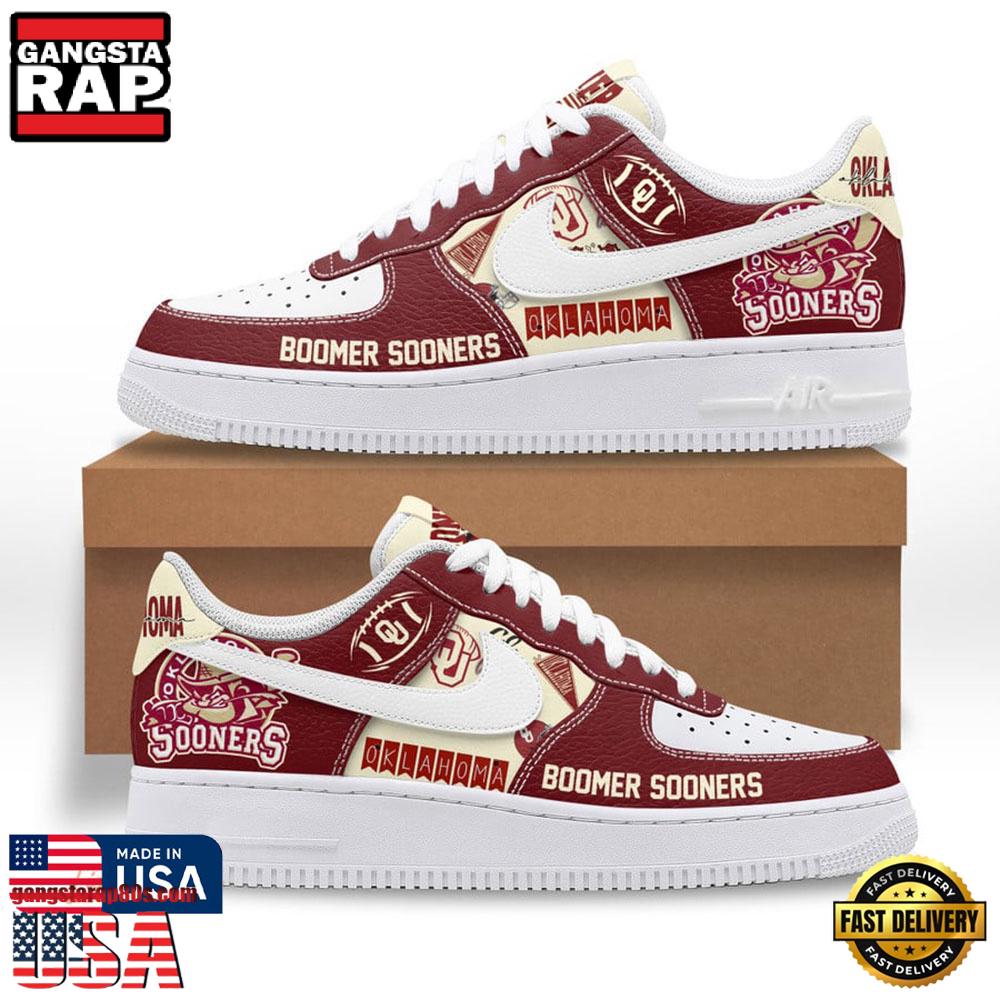 NCAA Boomer Sooner Oklahoma Logo Air Force 1 Shoes Running Sneakers