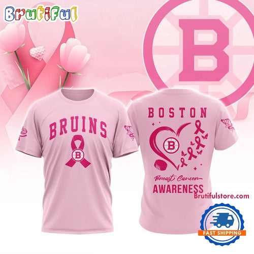 Boston Bruins 2025 NHL Pink Breast Cancer Awareness All Over Print Shirt