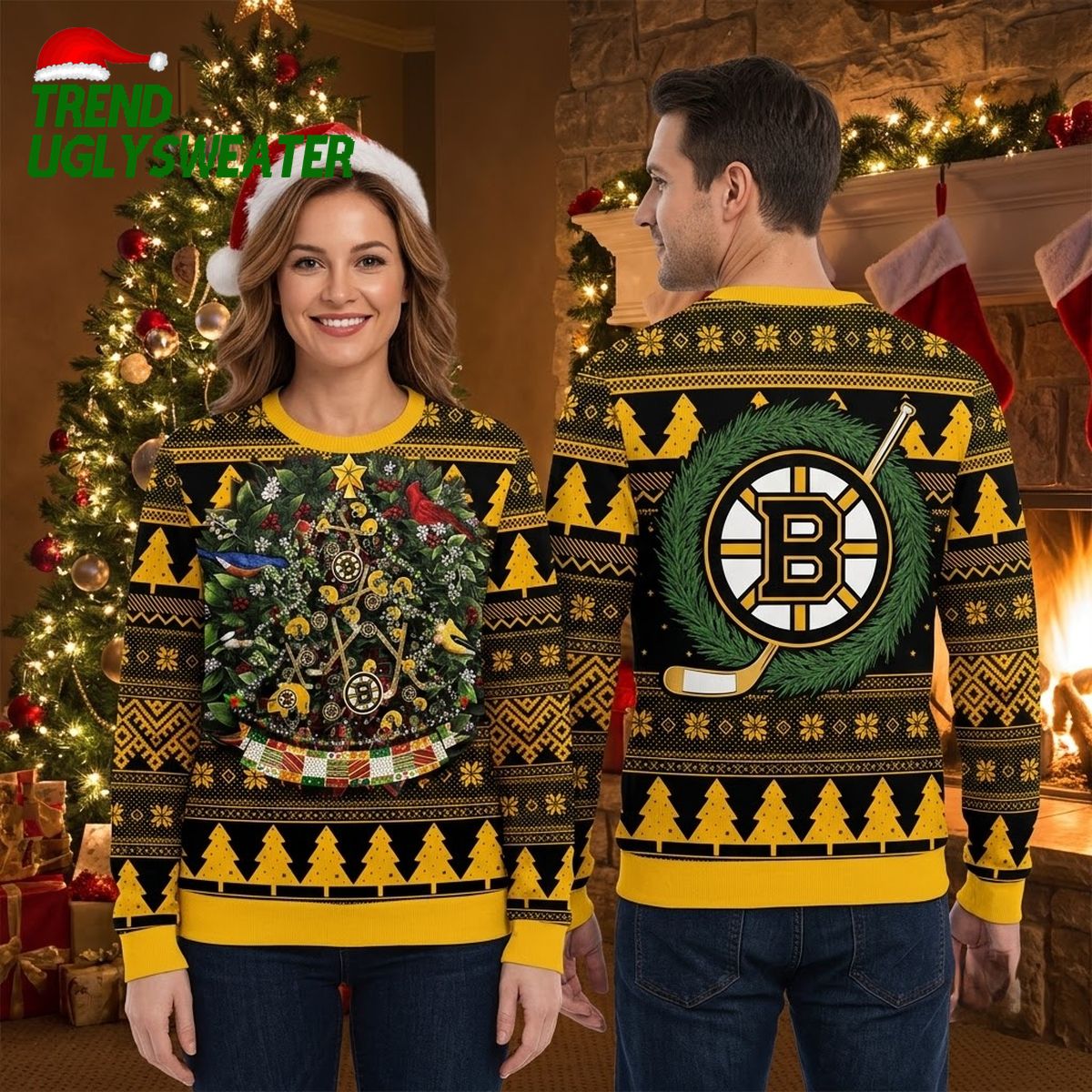 Boston Bruins Christmas Tree Ornament Ugly Christmas Sweater