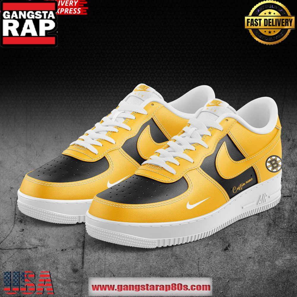Boston Bruins Hockey Ice Custom Air Force 1 Sneakers Shoes