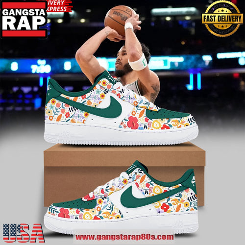 Boston Celtics Garden Flower Air Force 1 Running Sneakers Shoes
