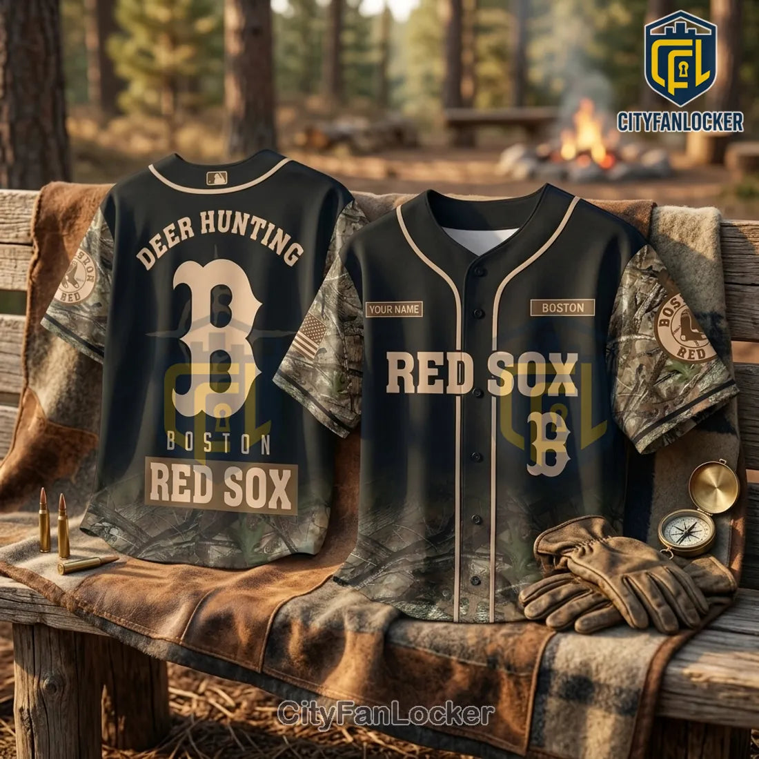 Boston Red Sox Camo Deer Hunting Baseball Jersey