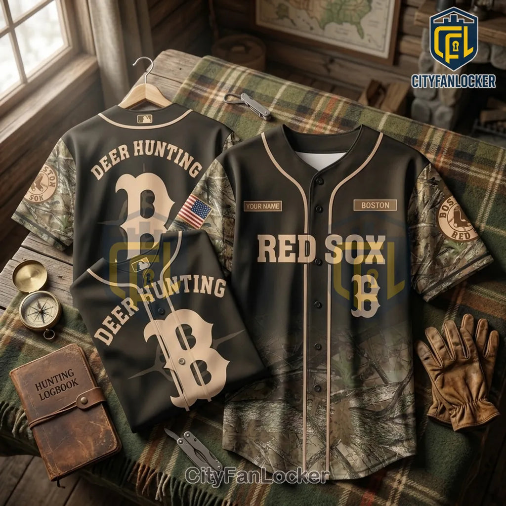 Boston Red Sox Camo Deer Hunting Baseball Jersey