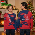 Boston Red Sox Diagonal Stripes Logo Red And Navy Ugly Christmas Sweater