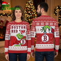 Boston Red Sox Grinch Wearing Santa Hat Boston Red Sox Logo Ugly Christmas Sweater