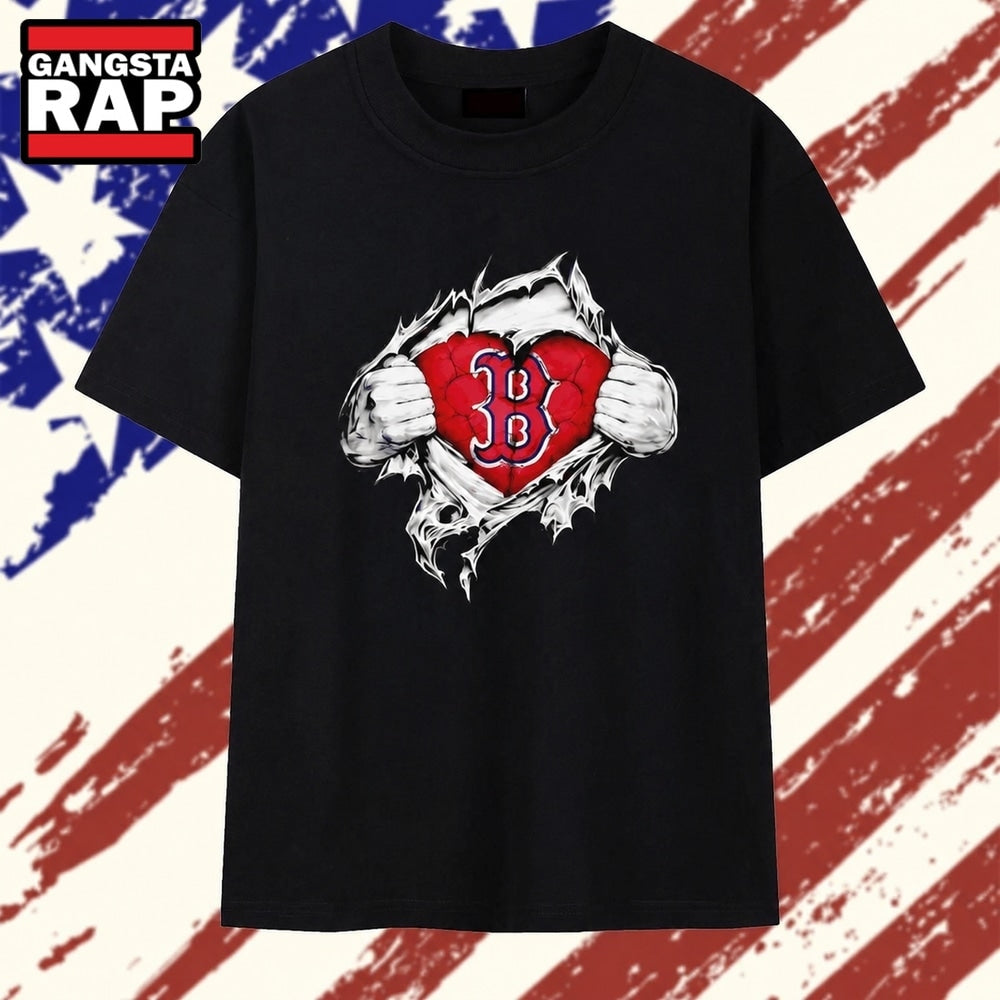 Boston Red Sox heart ripped chest MLB baseball T Shirt