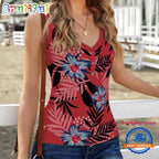 Boston Red Sox Hibiscus Pattern Women’s V-Neck Ribbed Tank Top