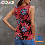 Boston Red Sox Hibiscus Pattern Women’s V-Neck Ribbed Tank Top