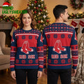 Boston Red Sox Red Sock Logo Snowflake Pattern Navy Blue Ugly Christmas Sweater
