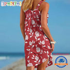Boston Red Sox Rose Pattern Women’s Summer Beach Sling Dress