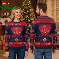 Boston Red Sox Stocking Logo Custom Name Red And Navy Ugly Christmas Sweater