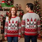 Boston Red Sox Three Christmas Gnomes White Ugly Christmas Sweater