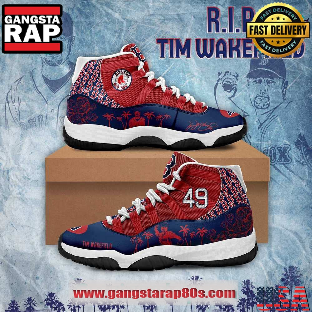 Boston Red Sox Tim Wakefield Memorial Air Jordan 11 Sneakers Shoes