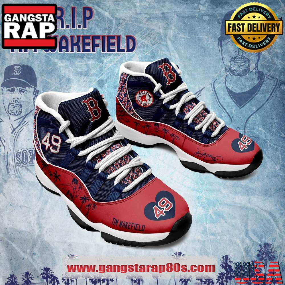 Boston Red Sox Tim Wakefield Memorial Air Jordan 11 Sneakers Shoes