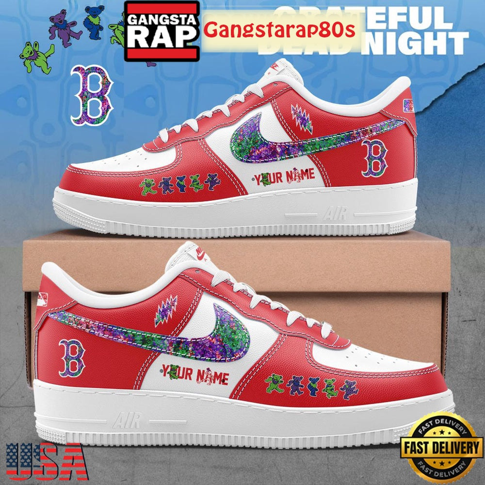 Boston Red Sox x Grateful Dead Night Custom Limited Edition Air Force 1 Sneakers Shoes