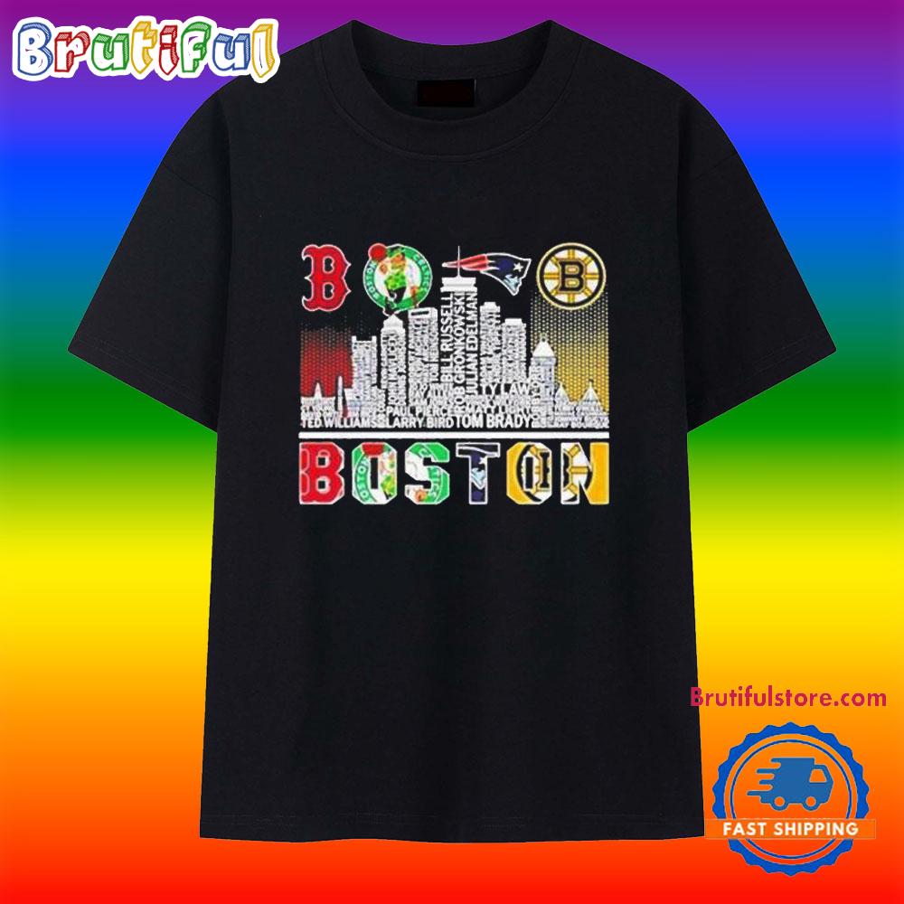 Boston Skyline Name City Sports Team Logo 2025 T Shirt