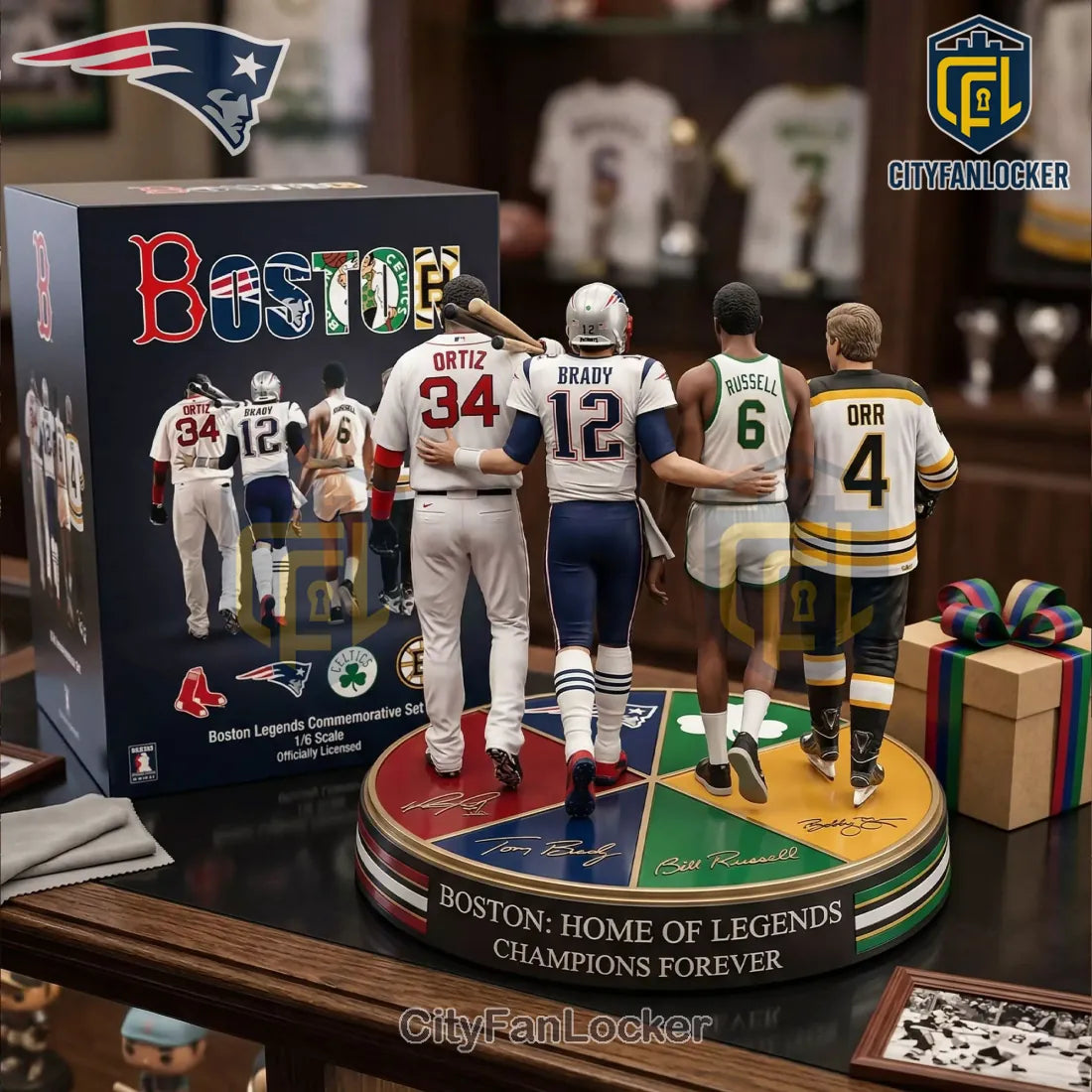 Boston Sports Legends Champions Commemorative Figurine Set