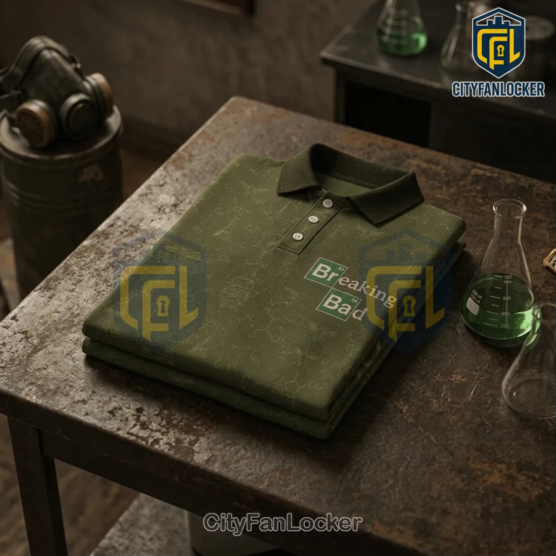 Breaking Bad Heisenberg I Am The One Who Knocks Olive Polo Shirt
