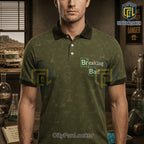 Breaking Bad Heisenberg I Am The One Who Knocks Olive Polo Shirt
